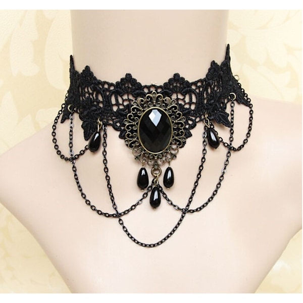 Halloween Gothic Sort Blonder Choker Halskæder Kvast Choker Halskæde