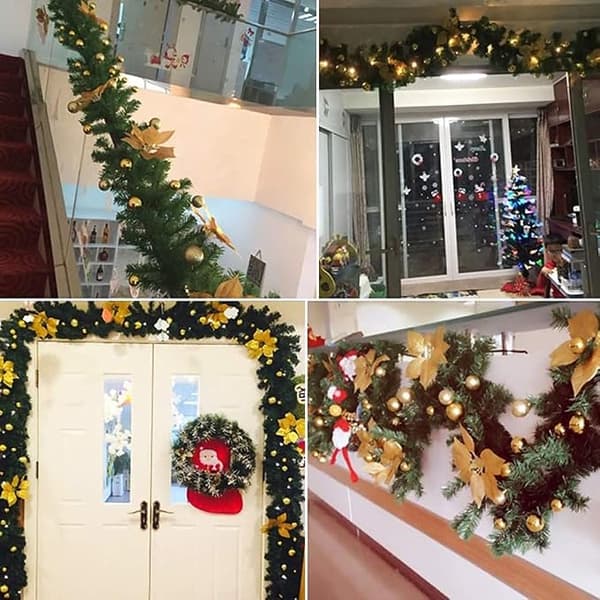 Juleguirlande - 8,8ft julekrans kunstig blomst vin