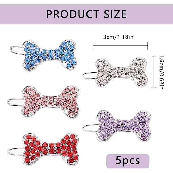 5 Hundehårklemmer Hund Rhinestone Spænde Klemmer