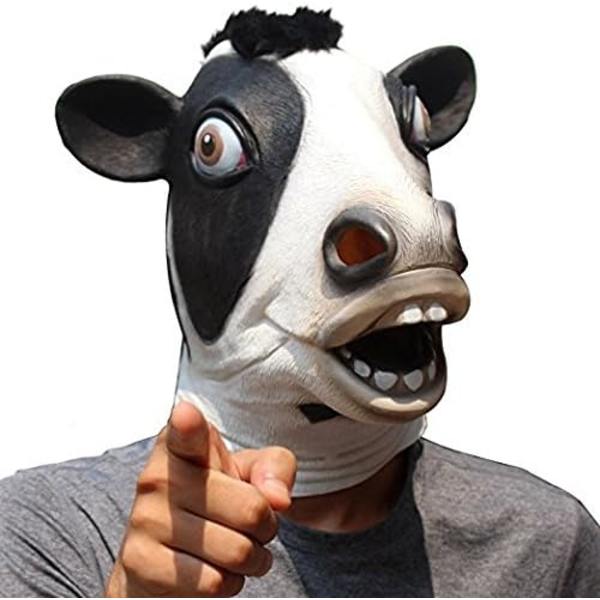 Rolig Maskerad Ko Huvud Djur Mask för Vuxna Klä Ut Ko