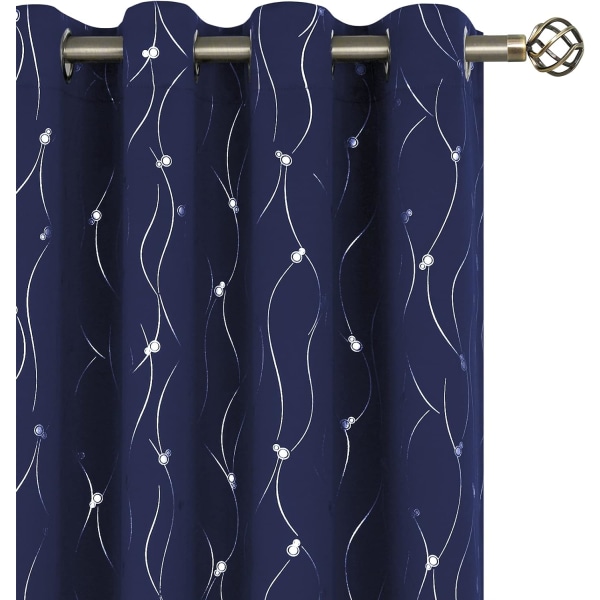 Navy Blue Blackout Curtains 84 Inch Length 2 Panels Grommet Ther