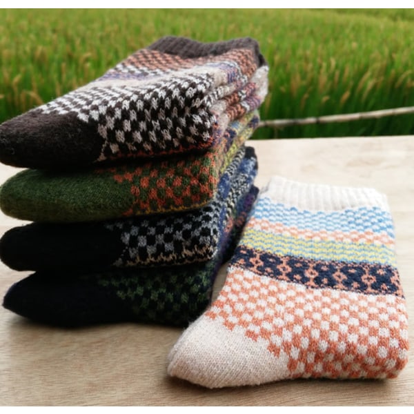 5 par vintage kaninullsockar höst och vinter varma etniska