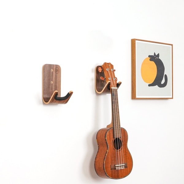 1 väggfäste för gitarr, hållare för gitarrkrok i trä med skruvar och A