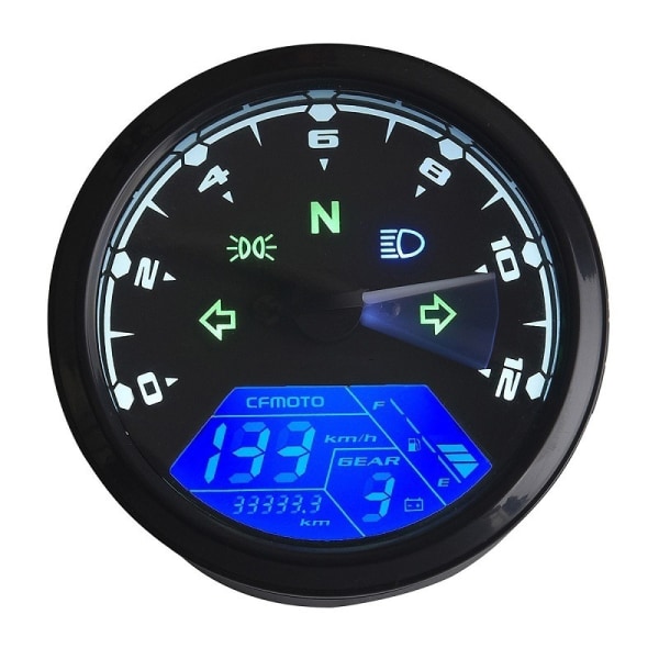 12V LCD Digital Display Universal Motorsykkel Speedometer Drivstoff Me