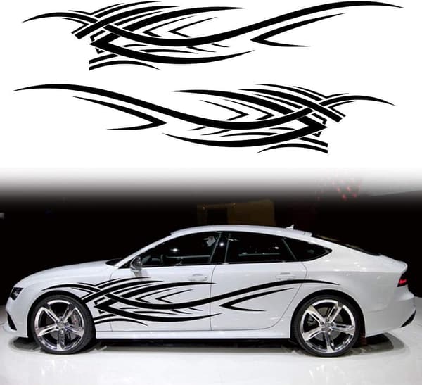 2 stk. 94,4'' Universal Flame Graphics Bil Auto Karosseri Side Sticker black