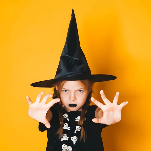 Halloween-hatt Svart Oxford-stoff Heksehatt Sminke Harry Potter P