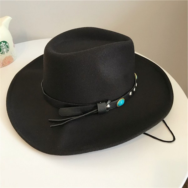 Moderne dame western cowboyhat med rullet kant filt ko