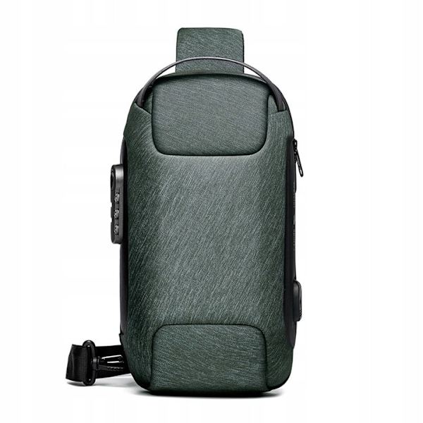 Sling Ryggsäck USB Anti-Stöld Vattentät Bröst Ryggsäck Casual Axelväska Resa Casual Ryggsäck - Grön