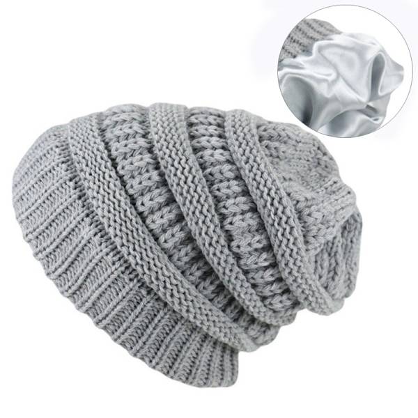 Strikkede uld hue Varmt grå sweater hue