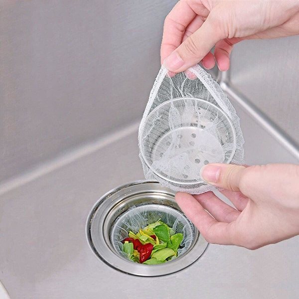 Kjøkkenvask Mesh Bag - 200 engangs Mesh Sink Bags - Sink Mes
