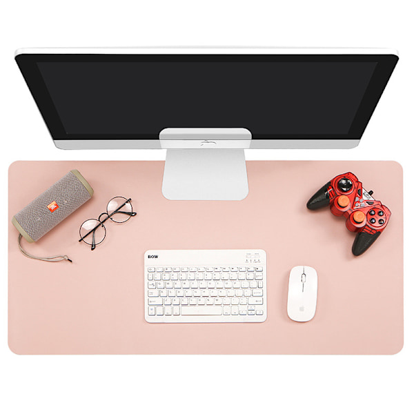 PU-läder skrivbordsmatta, utökad musmatta, vattentät skrivbordsunderlägg, ultratunn stor laptop tangentbordsmatta (rosa), enkel-sidig 100*50cm