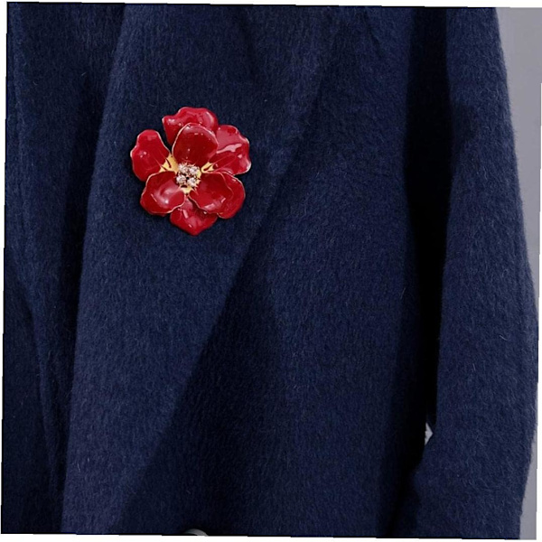 Stor blomma semester fest röd emalj julstjärna brosch jul