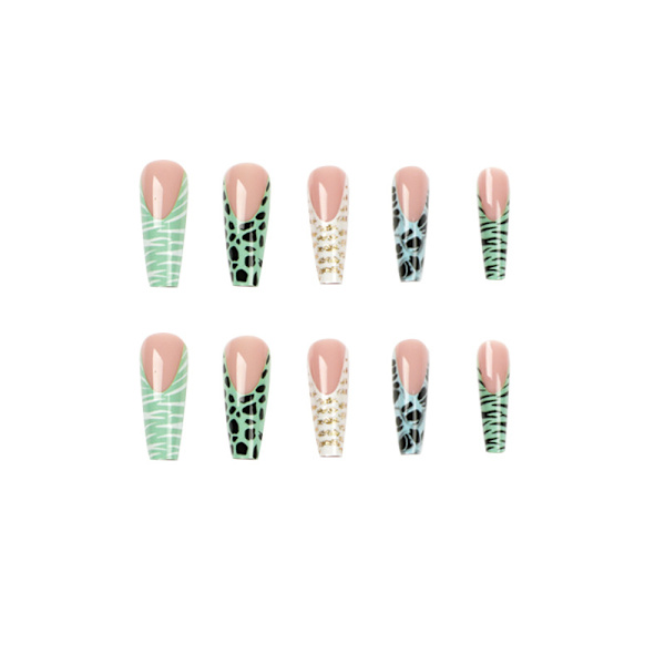 Engångsbrukbara nagelstickers med swoosh-design i blått och grönt