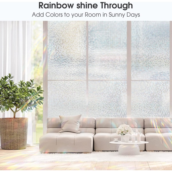 Tinted Rainbow Window Film: Translucent Mosaic Window Privacy Fi