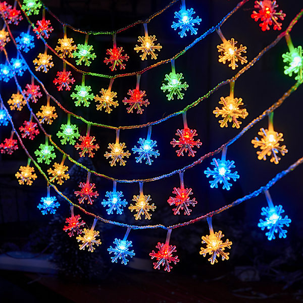 Jouluvalot, 20ft paristokäyttöiset lumihiutalevalot,