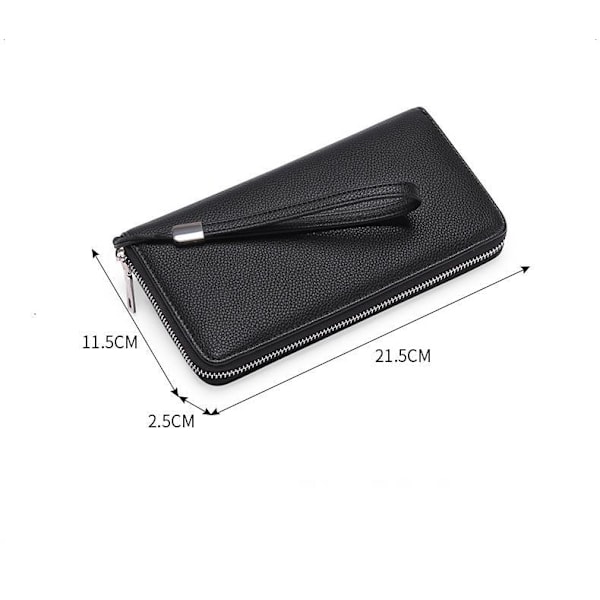 Damepung RFID Blokerende Læder Lynlås Pung Stor Kapacitet Lang Pung Kreditkort Clutch Wristlet - Lilla