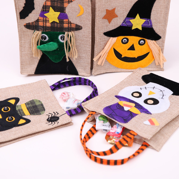 4 pakker Halloween godteposer, Halloween-dekorasjoner 4 design uten