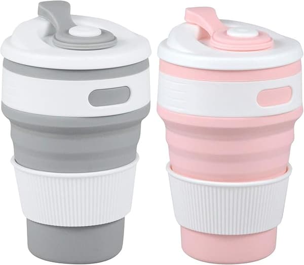 2-pak sammenleggbare kaffekopper for reise, gjenbrukbare sammenleggbare