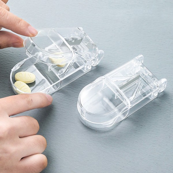 4 pillerklippare för små och stora piller, pillerseparator med bl