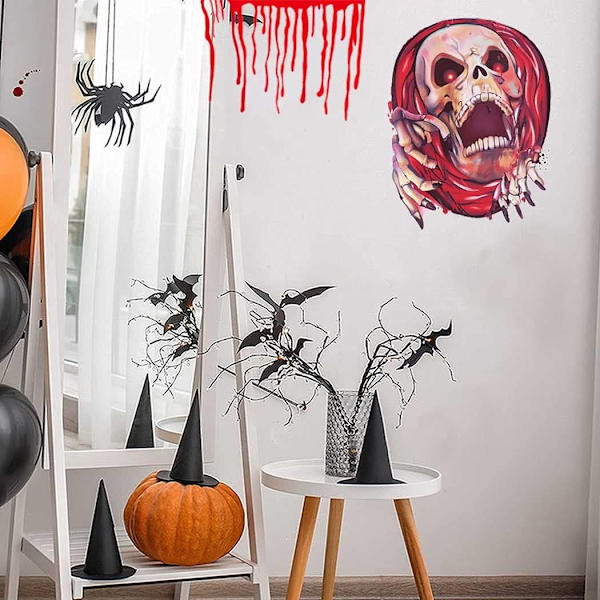 Halloween Toalettsete Klistremermer Bad Blodig Ansikt Dekorativ S