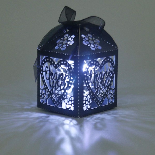 Laser Cut Bokse, 50 stk. Tak Gaveæsker Bryllup Fest Favør