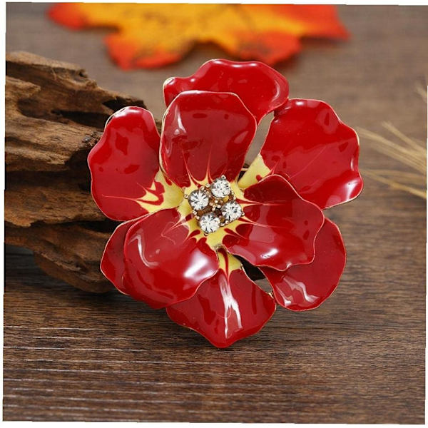 Suuri kukka lomajuhla punainen emali poinsettia rintaneula joulu