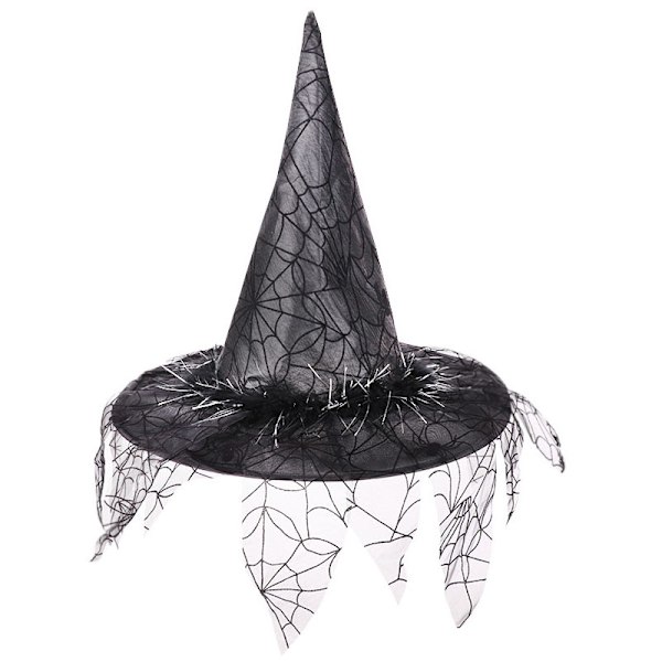Halloween Häxhatt Mesh Trollkarl Hatt Makeup Kostym Rekvisita Cosplay