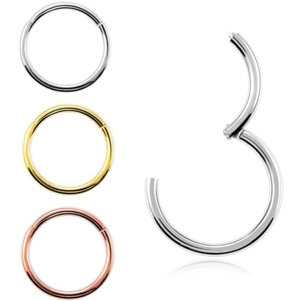 5pcs Hypoallergenic Surgical Steel Nose Rings Hinged Hoop Earrin