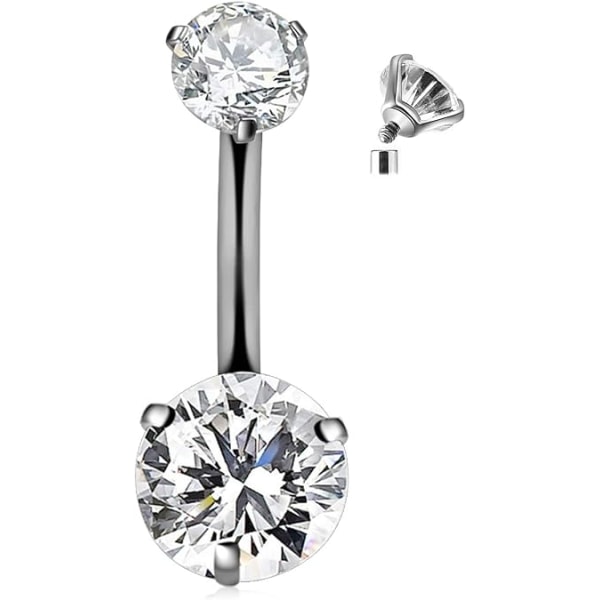 14G Massiv Titanium CZ Navlepiercinger Mave Navlepiercinger 6mm 10mm Rou