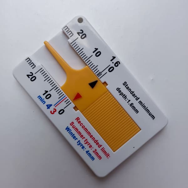 Orange 2-delad däckdjupmätare set, 0-20mm däckmönstermätning