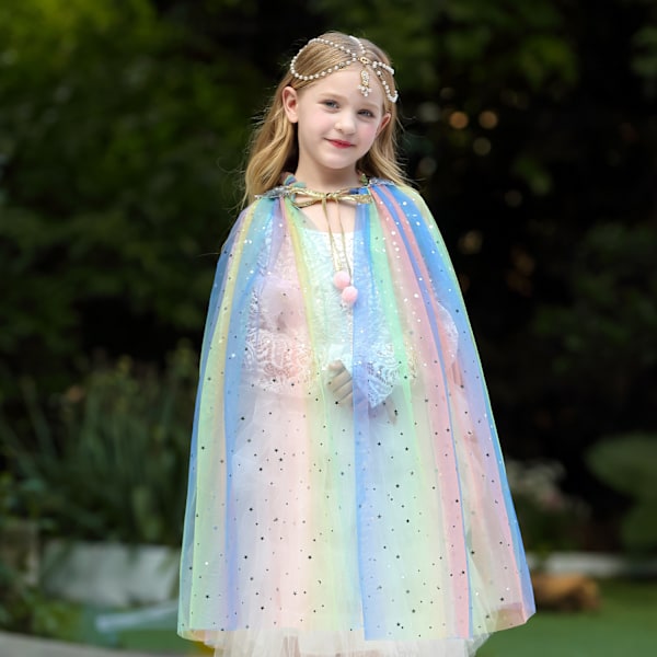 Prinsessklänning utklädningsklänning cape set för flickor 3-8 år gammal