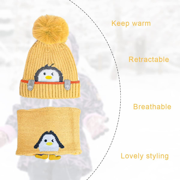 Mössa Halsduk Set Mössa Mössa Barn Vinter Baby Stickad Mössa Set
