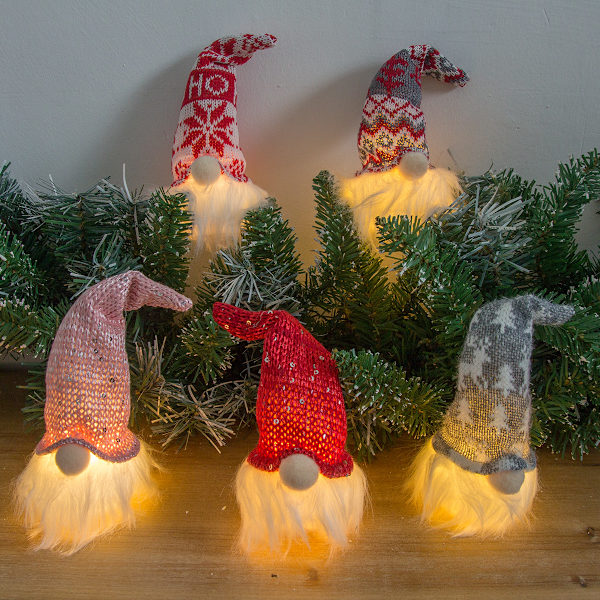 1 rosa juledekorasjon liten nattlys skog gammel mann wit