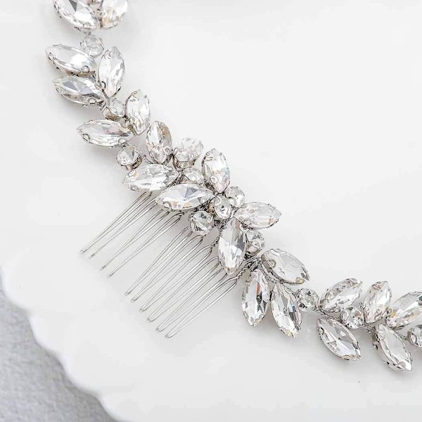 Brudbröllopskam, elegant silver bröllopshårkam, brudbrud