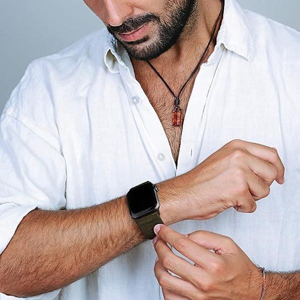 Elastisk nylonrem kompatibel med Apple Watch 42mm 44mm 45mm