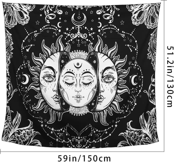 Sol og måne gobelin, sol med stjerner psykedelisk populær mystisk