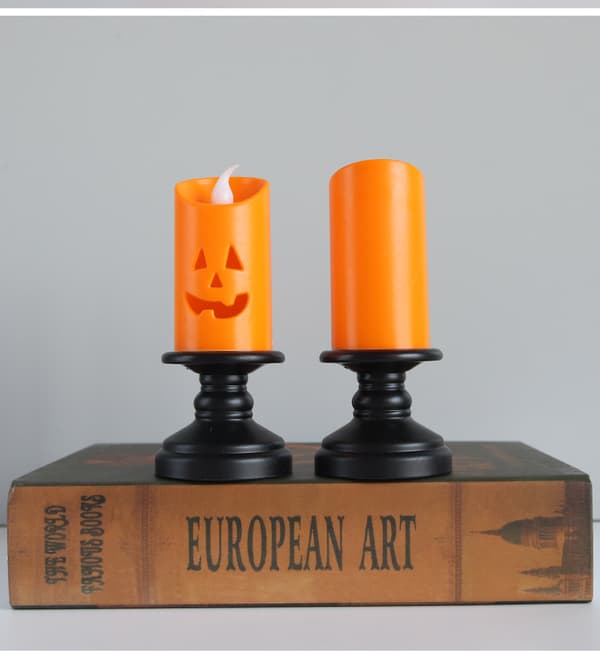 3 stk. LED græskarlys, flimrende Jack-o-Lantern stearinlys, Batt