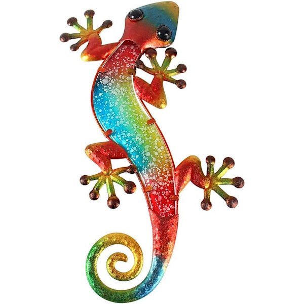 Metal Gecko Ulkona Seinäkoriste Lisko Puutarha Taide Lasi Ripustus