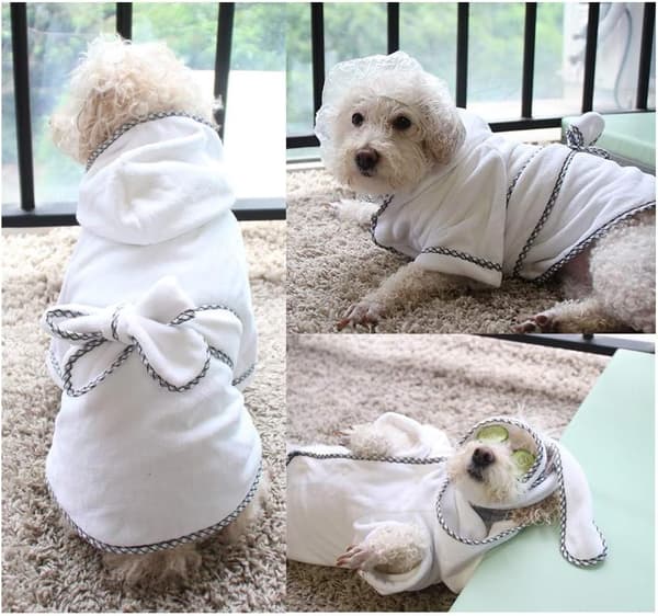 Hunde badekåbe, hvalp hætte badekåbe hurtig tør mikrofiber hund tør
