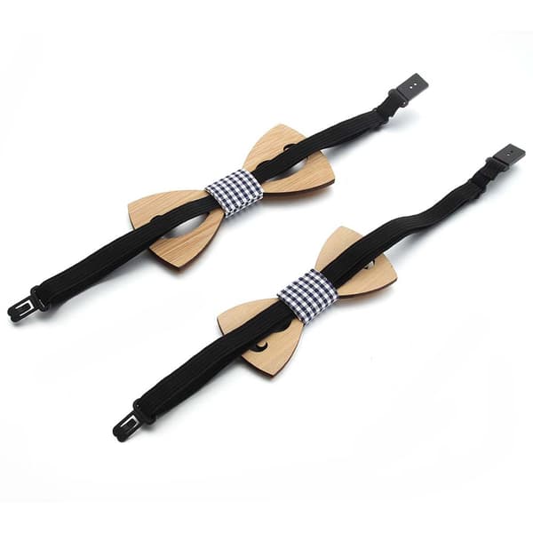 2 kpl Classic Maple Wood Bow Tie Openwork Mustache Ecolo Blac
