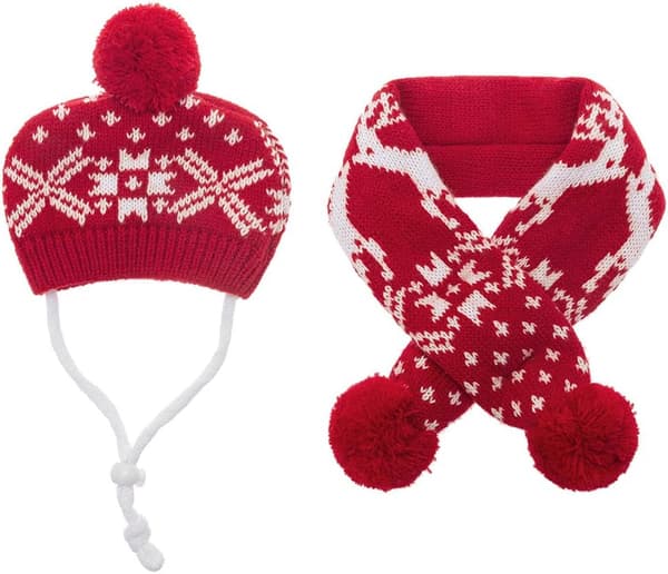 Joulukoiran asusteet Hat Scarf Set Knit Snowflake Reindeer Pri