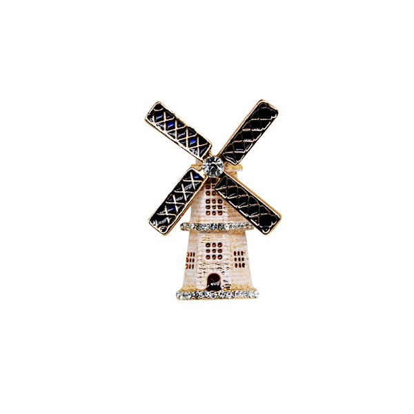 Corsage Windmill Dam Brosch Målad Diamant Inlagd Brosch