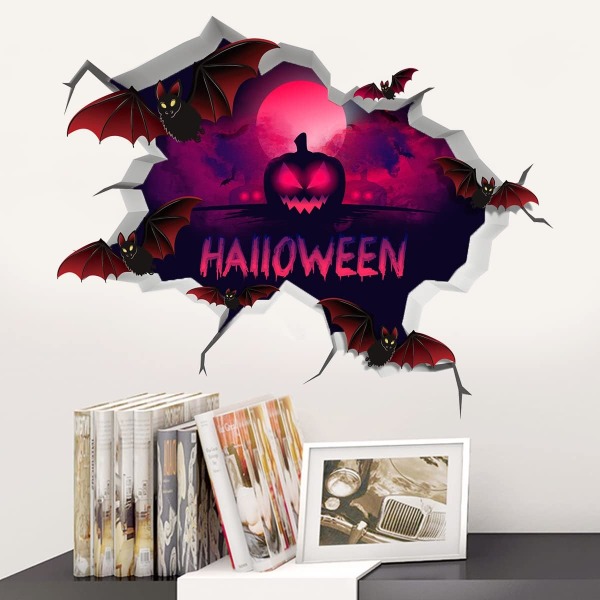 3D Halloween Gresskar Flaggermus Fjernet Veggklistremerker