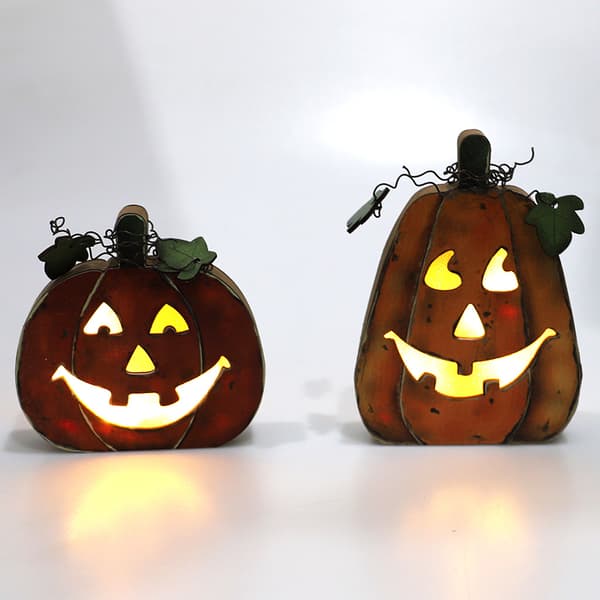 2 stk Halloween Gresskar Lykt i Tre