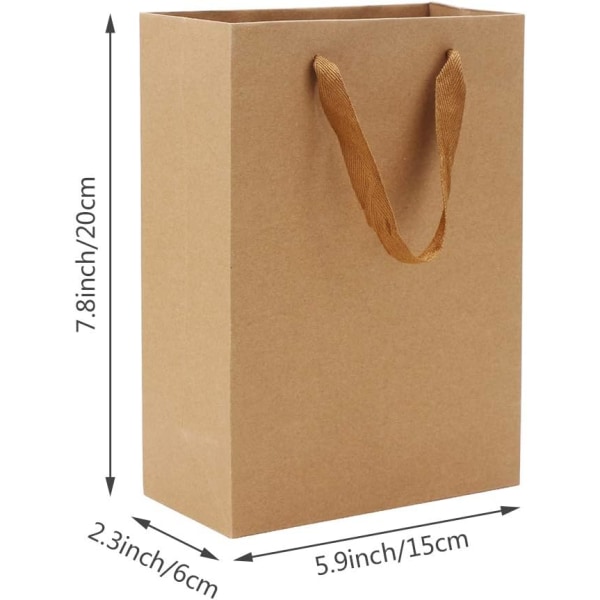 Kraftposer med håndtak, 30 stk 5,9\" x 2,3\" x 7,8\" Små Bulk Pap