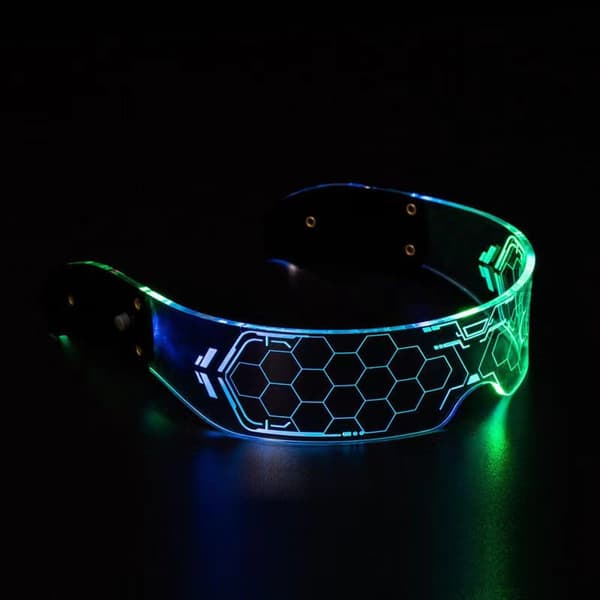 Cyberpunk LED-valolliset lasit, LED-visiirilasit Futuristic Ele