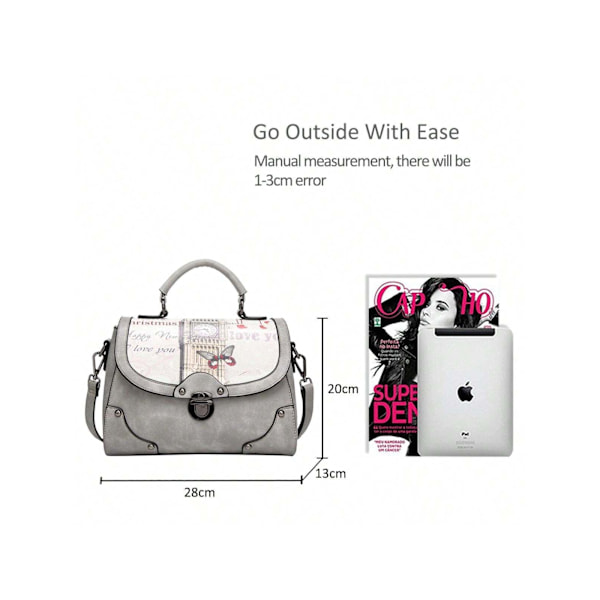 Eleganta Damhandväskor, Axelväskor, Handväskor, Tygväskor, Axelväskor, Crossbody-väska, Axelväska, Multifunktionell, Hållbar, PU-grå grey