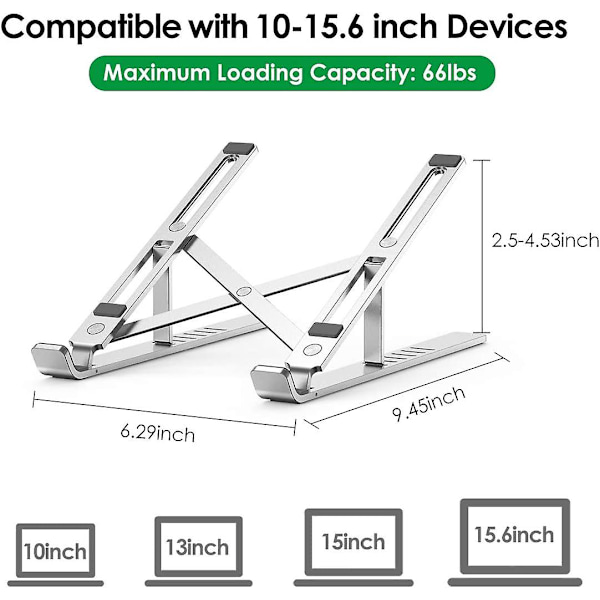Laptopstativ, justerbart aluminiumstativ med magnet, port