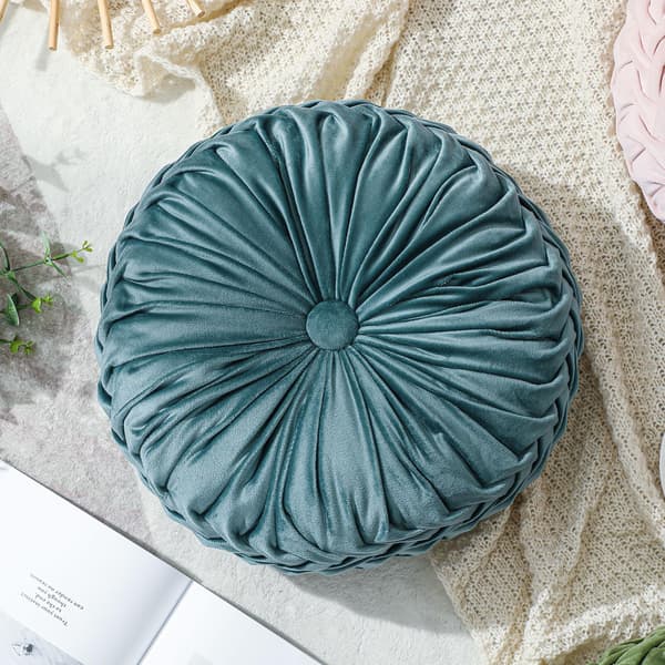 Rund sammetskudde, soffa säng sovrum dekorativ prydnadskudde för soffa heminredning (38cm)