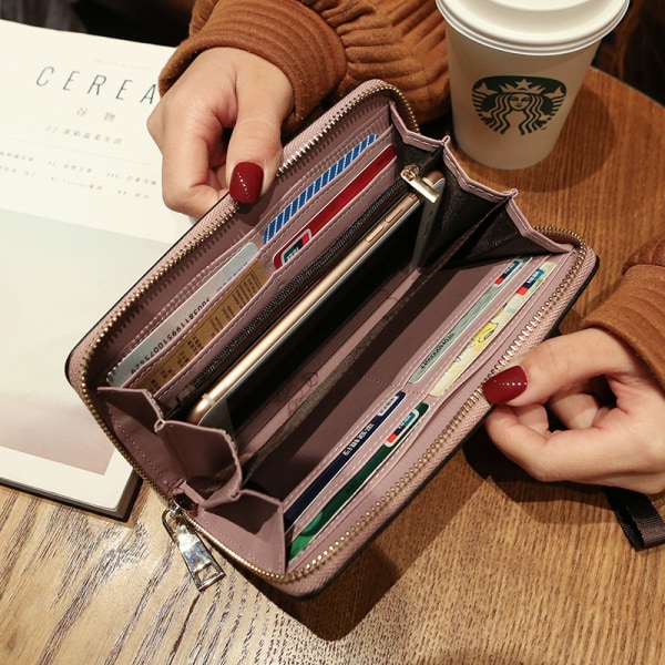 Damplånböcker RFID-blockerande dragkedja runt kreditkortshållare-rosa